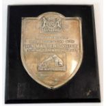 A 1937 mounted silver HMV plaque "To commemorate y