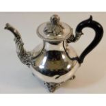 A French silver tea pot with decorative spout & ap