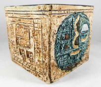 A Troika pottery cube by Jane Fitzgerald 3.375in h