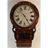 A 19thC. inlaid drop dial wall clock 28.75in high