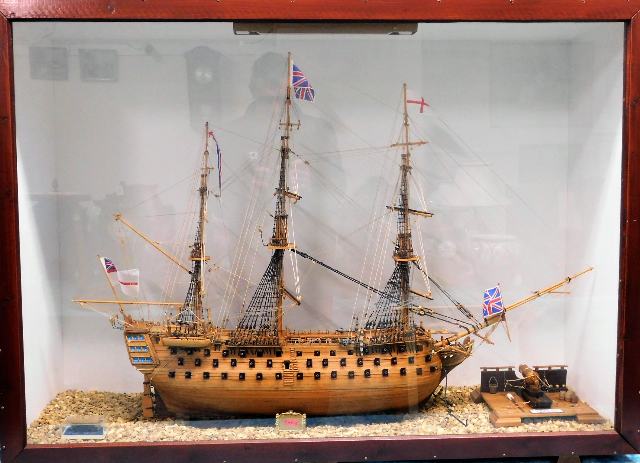A cased hand built model of HMS Victory with origi