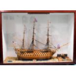 A cased hand built model of HMS Victory with origi