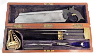 A 19thC. mahogany medical surgeons case with instr