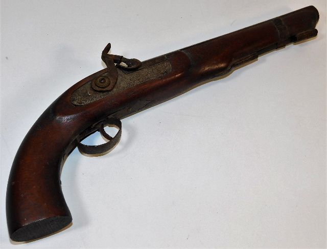 A 19thC. percussion naval pistol 15.625in long