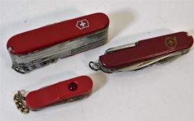 A Victorinox Swiss Army knife & two others. Proven