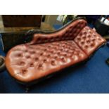 A Victorian mahogany leather upholstered Chesterfi
