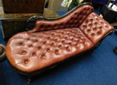 A Victorian mahogany leather upholstered Chesterfi