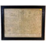 A John Speed 17thC. map Cornwall, dated 1630, image size 21in x 16in