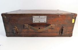 A wooden tool case with label inscribed F. E. Cook