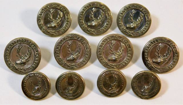 Eleven "Prosperity To Stag Hunting" tunic buttons