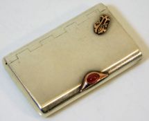 A Russian silver vesta case fitted with gold & car