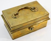 An antique solid brass cash box by Imperial Safegu