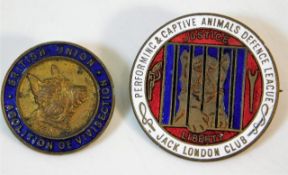 Vintage badges "Performing & Captive Animals Defen