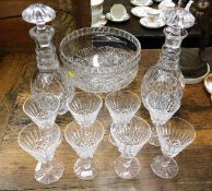 Eight Waterford crystal crystal glasses, two unmar