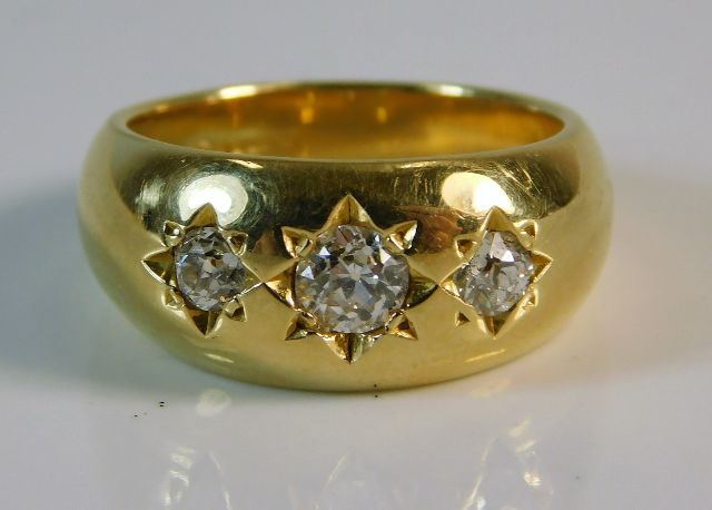 A 19thC. 18ct gold (later marked) gypsy style ring