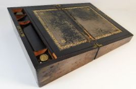 A Victorian brass bound writing slope a/f