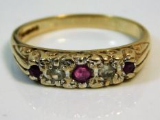 A 9ct gold ring set with ruby & diamond ring with