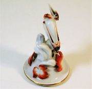 A fine Meissen porcelain pelican figure 5in tall