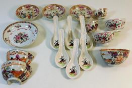 Six Chinese porcelain soup spoons twinned with a q