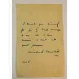 A facsimile letter by Winston Churchill dated 1945. Provenance: Submitted by the grandson of Sir. Br