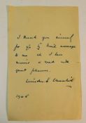 A facsimile letter by Winston Churchill dated 1945. Provenance: Submitted by the grandson of Sir. Br