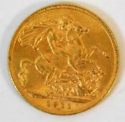 A 1911 full gold sovereign