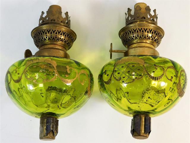 A pair of 19thC. French candlestick oil lamps 6.75