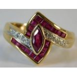 A 9ct gold diamond & ruby ring 4g size R/S