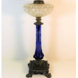 A 19thC. continental Bohemian glass oil lamp base