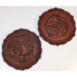 Two 18th/19thC. carved lacquerware cinnabar dishes