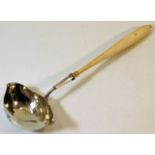 An 18th/19thC. silver ladle with ivory handle 11.5