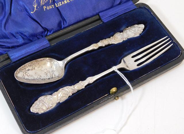 A cased Levi & Salaman Birmingham silver 1908 chri