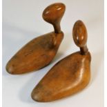 A pair of antique wooden shoe lasts