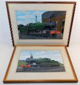 A pair of framed & signed Victor Welch gouache pai