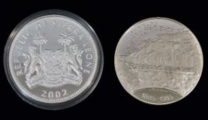 Two large silver proof commemorative coins approx.