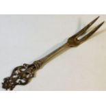 A Norwegian silver fork with decorative finial by