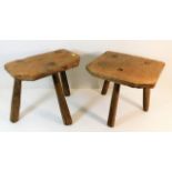 Two 18th/19thC. elm farm milking stools, some old