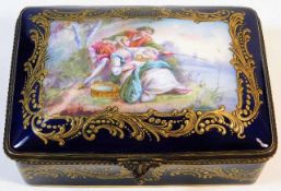 A 19thC. French Sevres ormolu mounted hinged porce