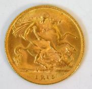 An 1915 half gold sovereign