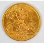 An 1915 half gold sovereign