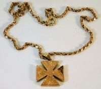 An antique rose gold metal chain with cross (a/f)