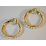 A pair of 9ct gold faux pearl earrings 6.1g