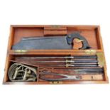 A 19thC. mahogany medical surgeons case with instr