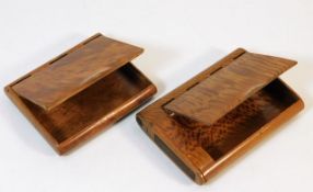 Two burl wood cigarette cases, one with vesta stri