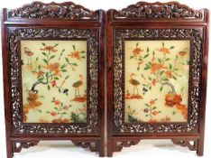 A pair of late 19thC. Chinese carved hardwood fram
