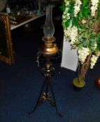 A Victorian rise & fall oil lamp