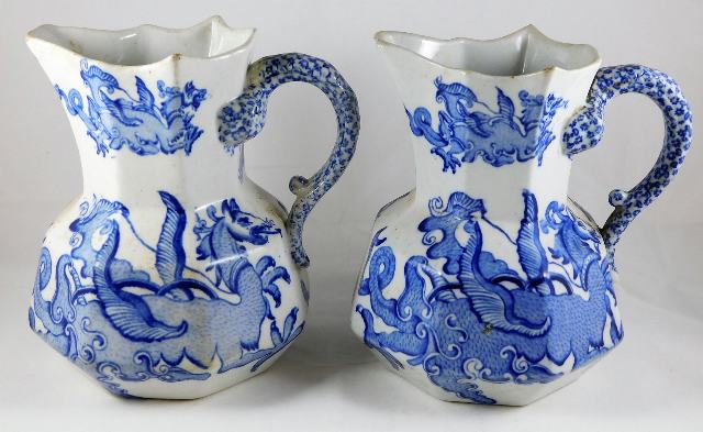 Two c.1850 Mason's Ironstone jugs with snake handl