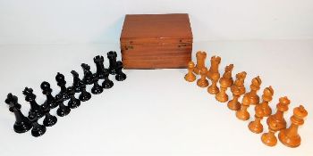An antique weighted wooden Staunton chess set in o