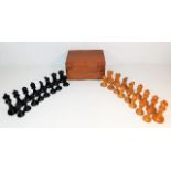 An antique weighted wooden Staunton chess set in o