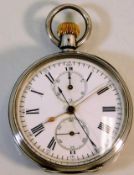 A good silver J. W. Benson pocket watch 115g, very faint hairline to enamel